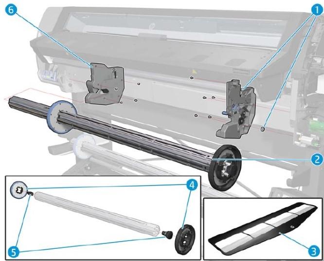 3-inch Spindle w/ Hubs 64 SERV for the HP Latex 330, 360, 370, 560, 570 Series (B4H70-67057) - New