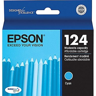 Epson 124 DURABrite Ultra Moderate Capacity Cyan Ink Cartridge for Epson Stylus NX125, NX127, NX130, NX230, NX330, NX420, NX430 and WorkForce 320, 323, 325, 435 - T124220-S