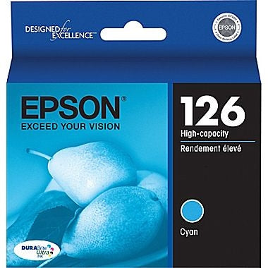 Epson 126 DURABrite Ultra High Capacity Cyan Ink Cartridge for WorkForce 60, 435, 520 545, 630, 633, 635, 645, 840, 845, WF-3520, WF-3540, WF-7010, WF-7510, WF-7520 and Stylus NX330, NX430 - T126220-S