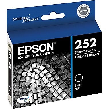 Epson 252 DURABrite Ultra Black Ink Cartridge for WorkForce WF-3620, WF-3640, WF-7110, WF-7210, WF-7610, WF-7620, WF-7710, WF-7720 - T252120-S