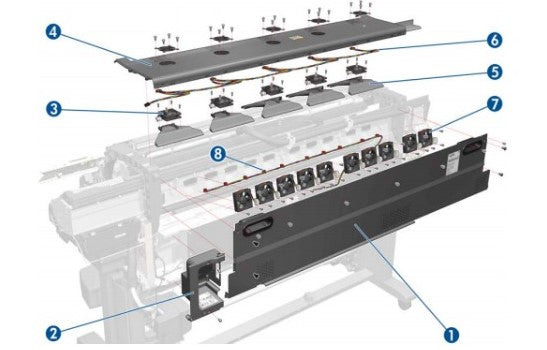 CH955-67088 Rear dryer fan (Contains one fan) Dryer Fan SERV for HP DesignJet L25500 L2850 Series www.wideimagesolutions.com Parts and Inks 90.38