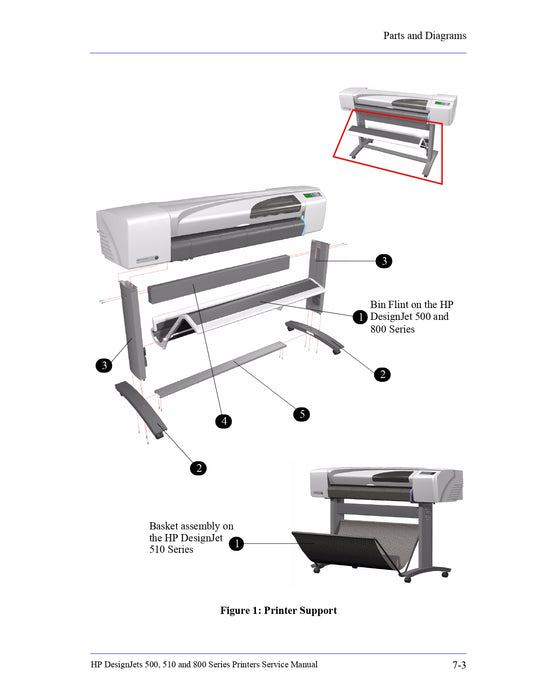 C7782-60002 - Bin Flint (24" Model) SV -  For HP DesignJet 500/800 Printer Series