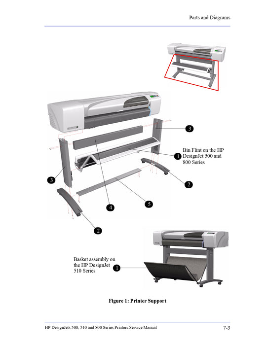 C7769-60219 Foot-Brace Assembly (24" Model) -  For HP DesignJet 500/800 Printer Series