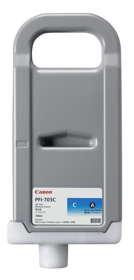 Canon PFI-703C Cyan Ink Tank (700ml) for imagePROGRAF iPF810, iPF810 PRO, iPF815, iPF815 MFP, iPF815 MFP M40, iPF820, iPF820 PRO, iPF825, iPF825 MFP, iPF825 MFP M40 - 2964B001AA