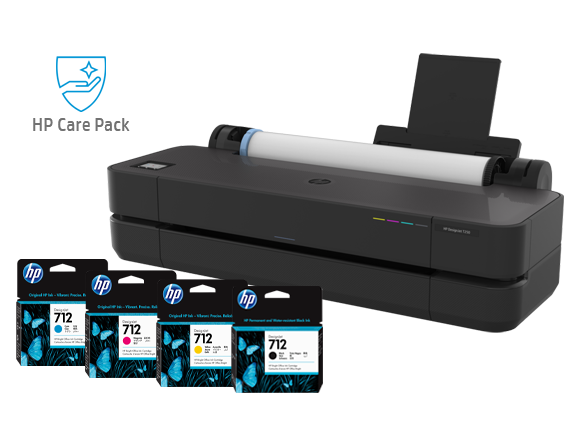 HP DesignJet T250 Large Format Wireless Plotter Printer - 24" (5HB06A), extra ink cartridges + 15% off 3 Yr Extended Warranty
