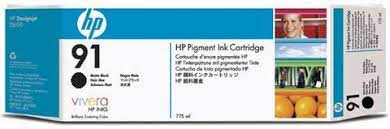 HP 91 Matte Black DesignJet Pigment Ink Cartridge for DesignJet Z6100 - C9464A / Partially Used
