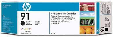 HP 91 Matte Black DesignJet Pigment Ink Cartridge (C9464A) - Partially Used