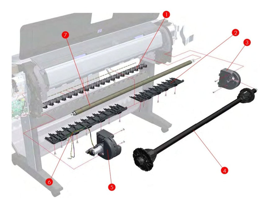 Right side spindle holder for the HP DesignJet T1100, T610 44" Plotters (Q6687-67004) - New