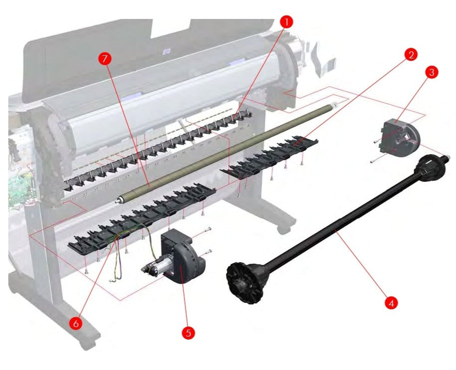 Take-up Reel Spindle Assembly for HP Designjet T620, T790, T1100, T610, T1120, Z2100, Z3100, Z3200 24" Series (Q5669-60710) - New
