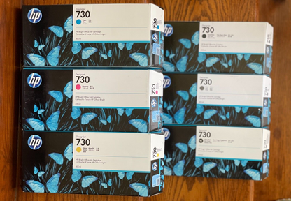 6 NEW Genuine HP Designjet T1600 T1700 T2600 / HP 728 730 INK (DATED 2024+) 300ML