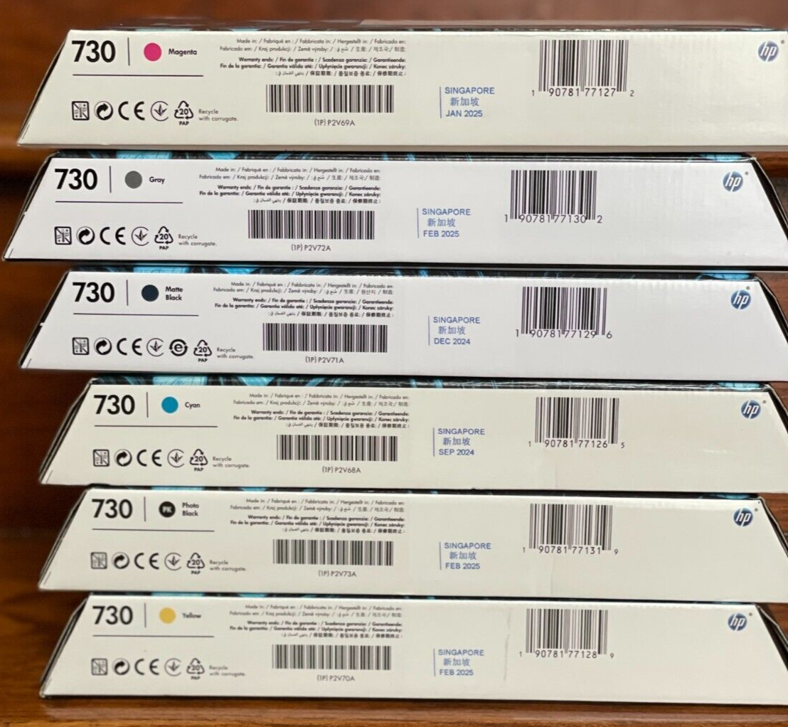 6 NEW Genuine HP Designjet T1600 T1700 T2600 / HP 728 730 INK (DATED 2024+) 300ML