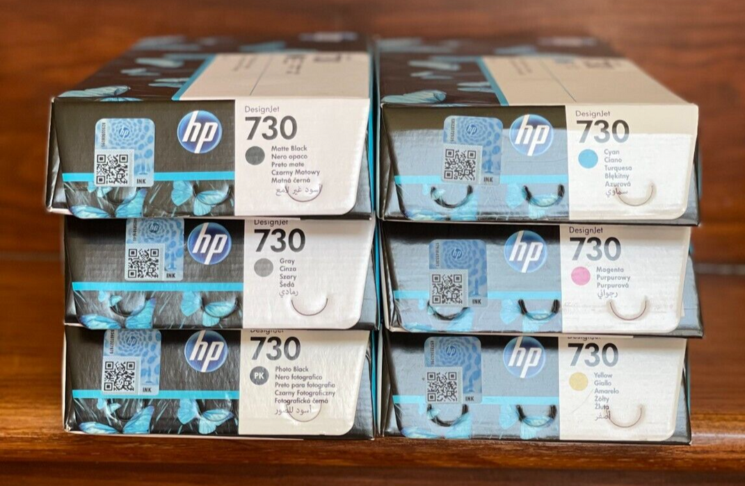 6 NEW Genuine HP Designjet T1600 T1700 T2600 / HP 728 730 INK (DATED 2024+) 300ML